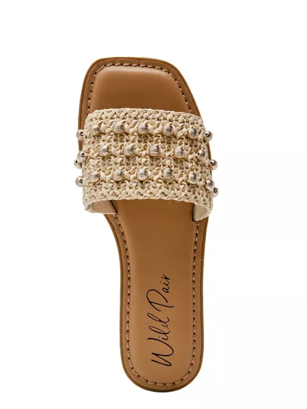 Wild Pair Natural Crochet Beaded Slide Sandal